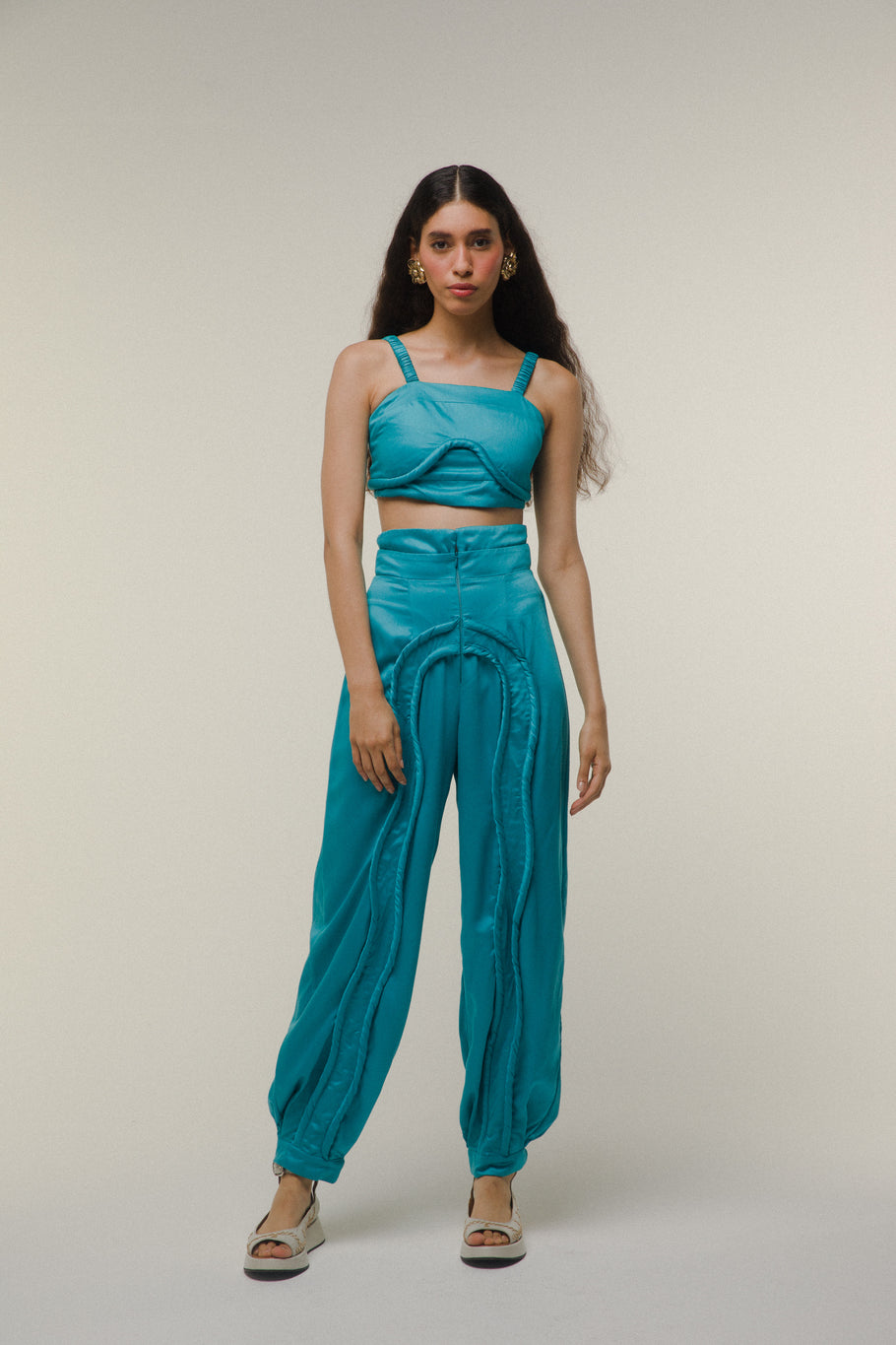 Top Cropped Acrobat Cerulean Blue